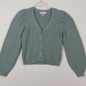 Philosophy Sweater Women's Small Blue/Green Long Sleeve Solid Cropped